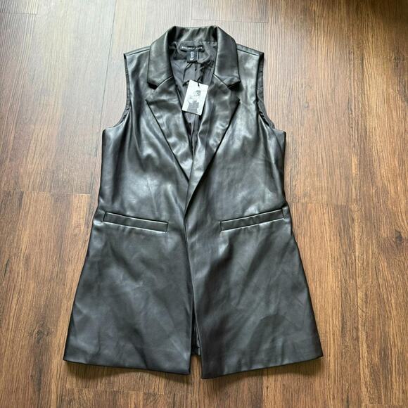 Sincerely Jules Faux Leather Black Vest Longline Sleeveless Small NWT - Picture 1 of 6